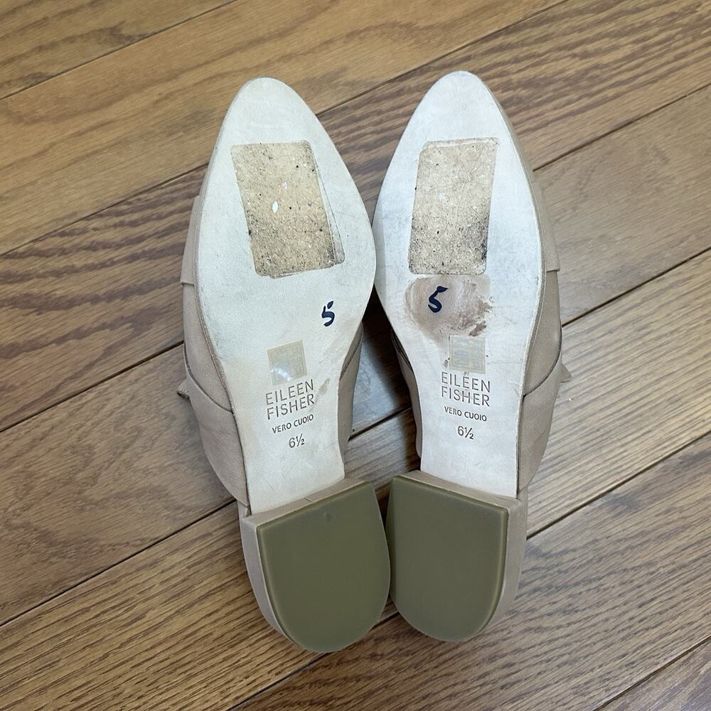 Eileen Fisher Women’s Size 6.5 Brown Nubuck Leather Slides Mules Pointed - Picture 6 of 7
